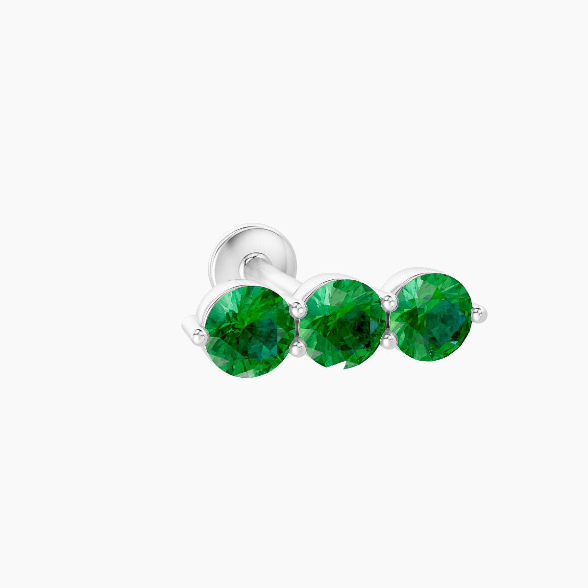 Ma'at | 18k White Gold 8 mm 10 mm Trilogy Emerald Piercing