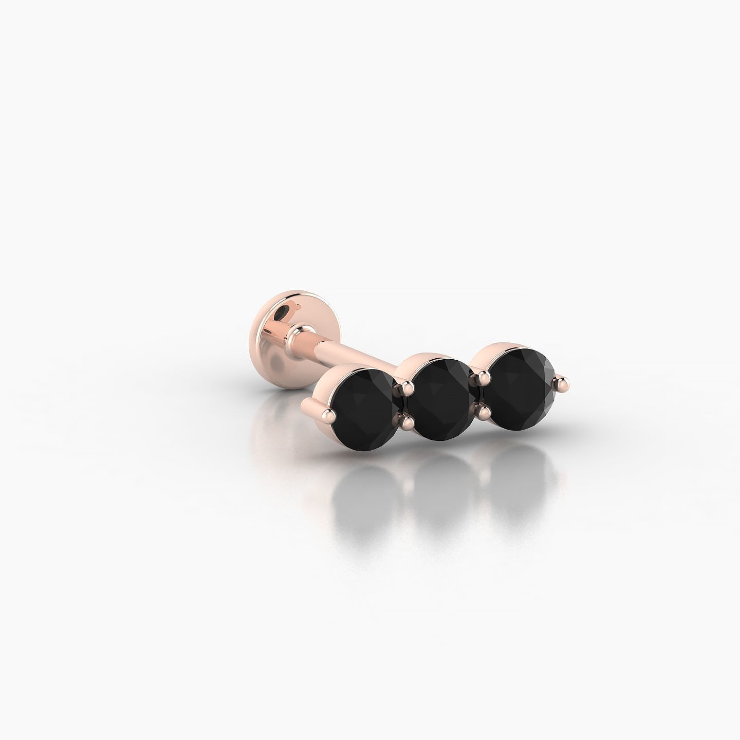 Ma'at | 18k Rose Gold 8 mm 10 mm Trilogy Black Diamond Piercing