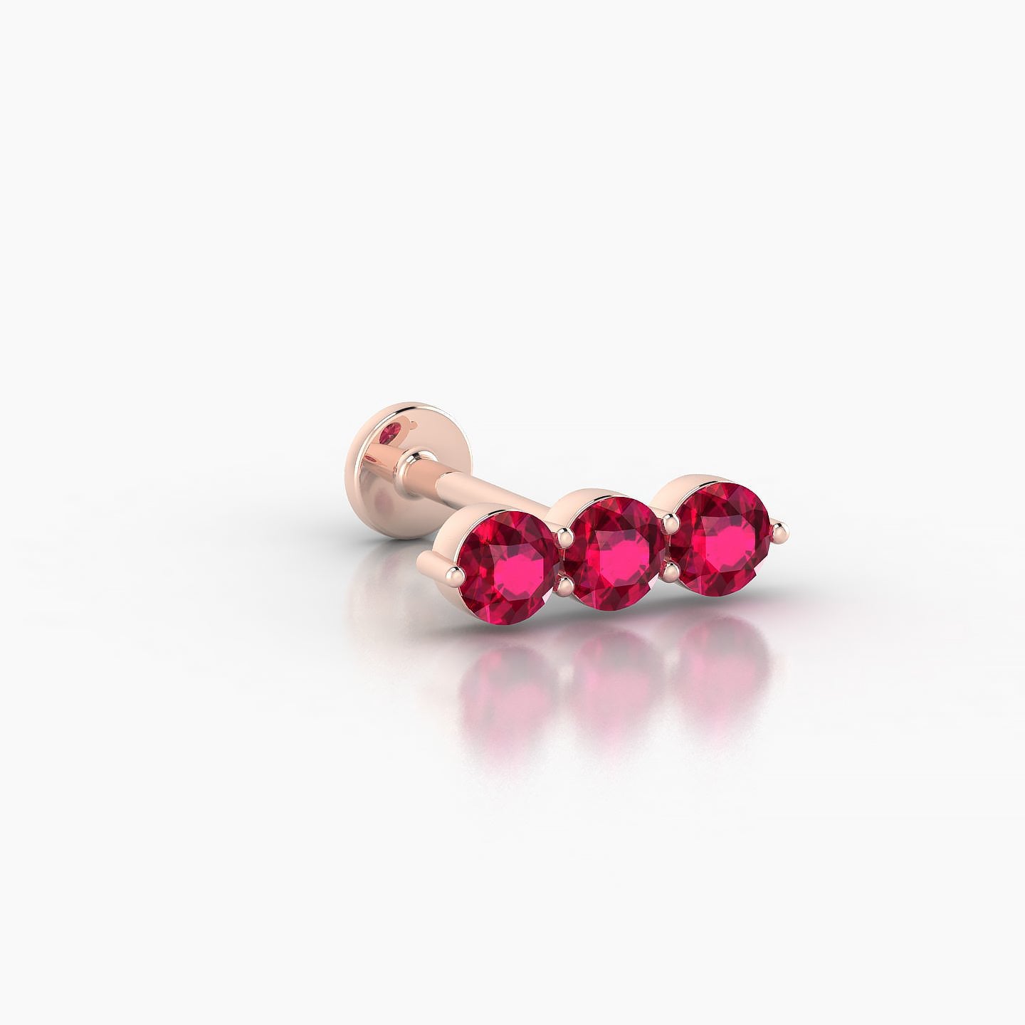 Ma'at | 18k Rose Gold 8 mm 10 mm Trilogy Ruby Piercing