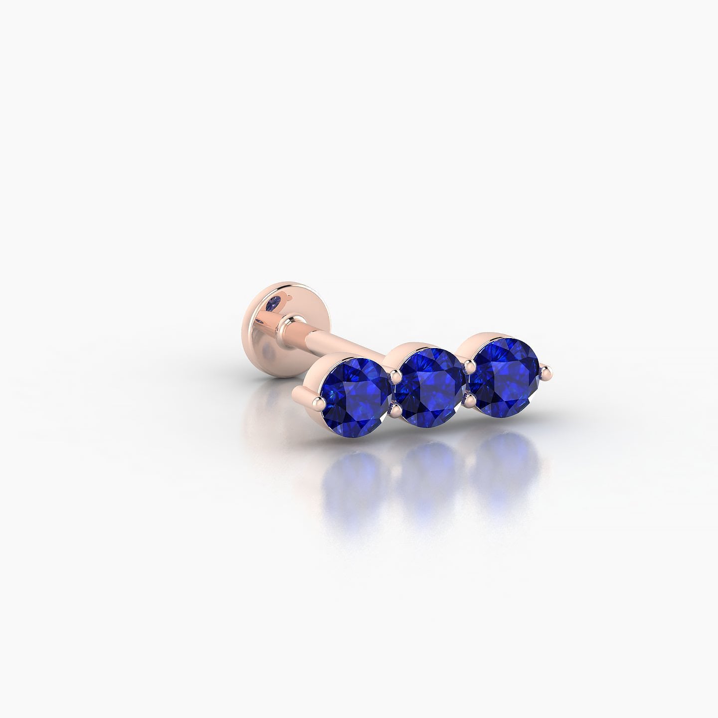 Ma'at | 18k Rose Gold 8 mm 10 mm Trilogy Sapphire Piercing