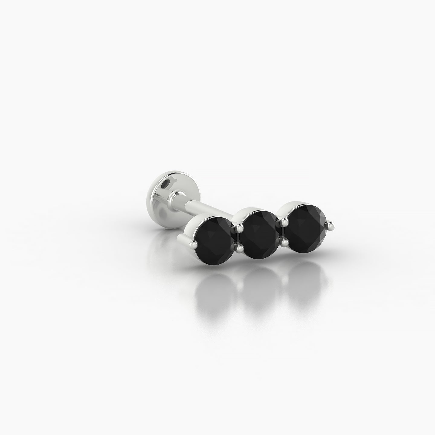 Ma'at | 18k White Gold 8 mm 10 mm Trilogy Black Diamond Piercing