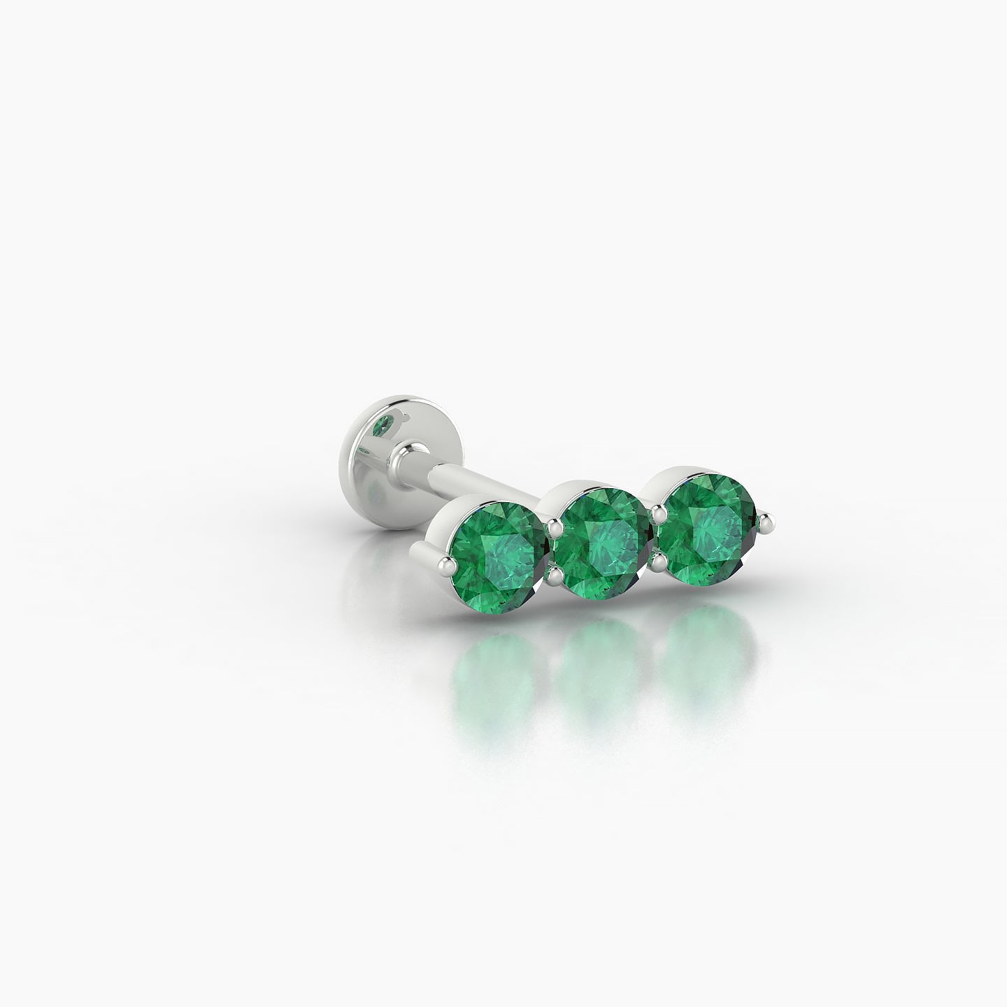 Ma'at | 18k White Gold 8 mm 10 mm Trilogy Emerald Piercing