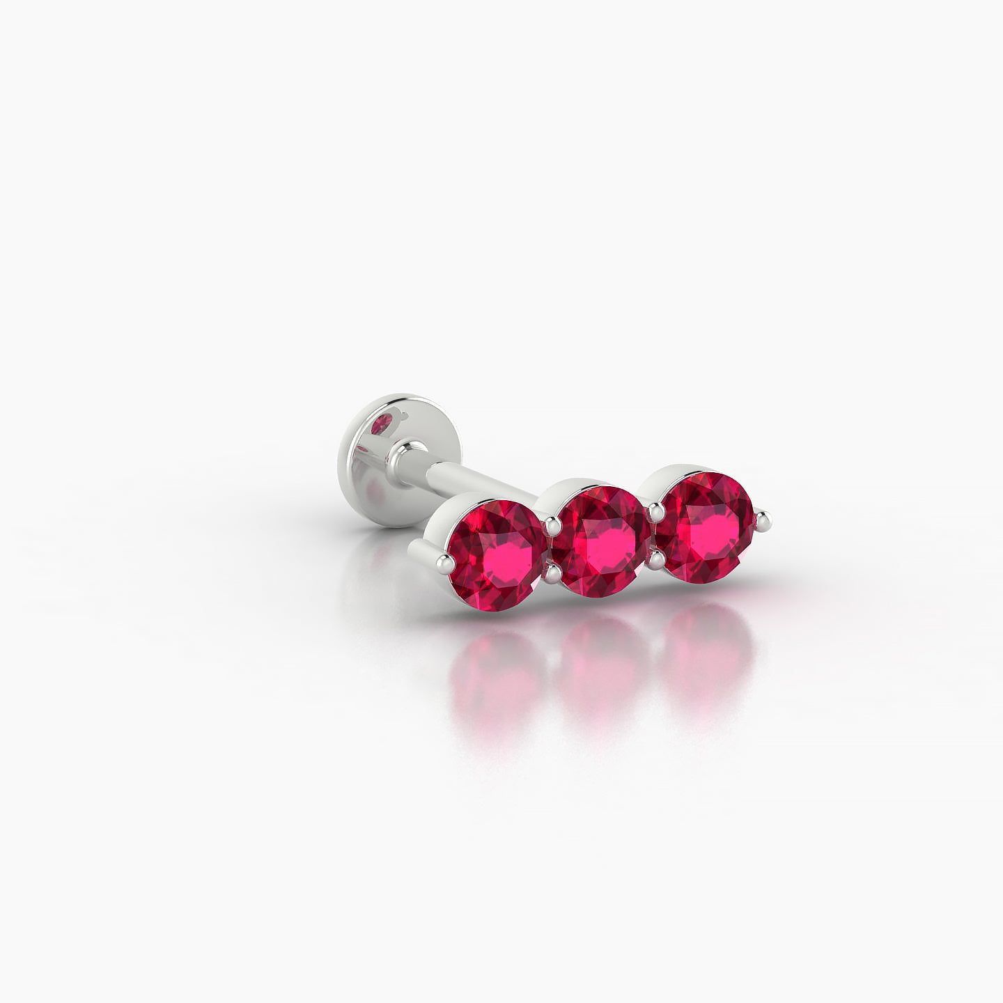 Ma'at | 18k White Gold 8 mm 10 mm Trilogy Ruby Piercing