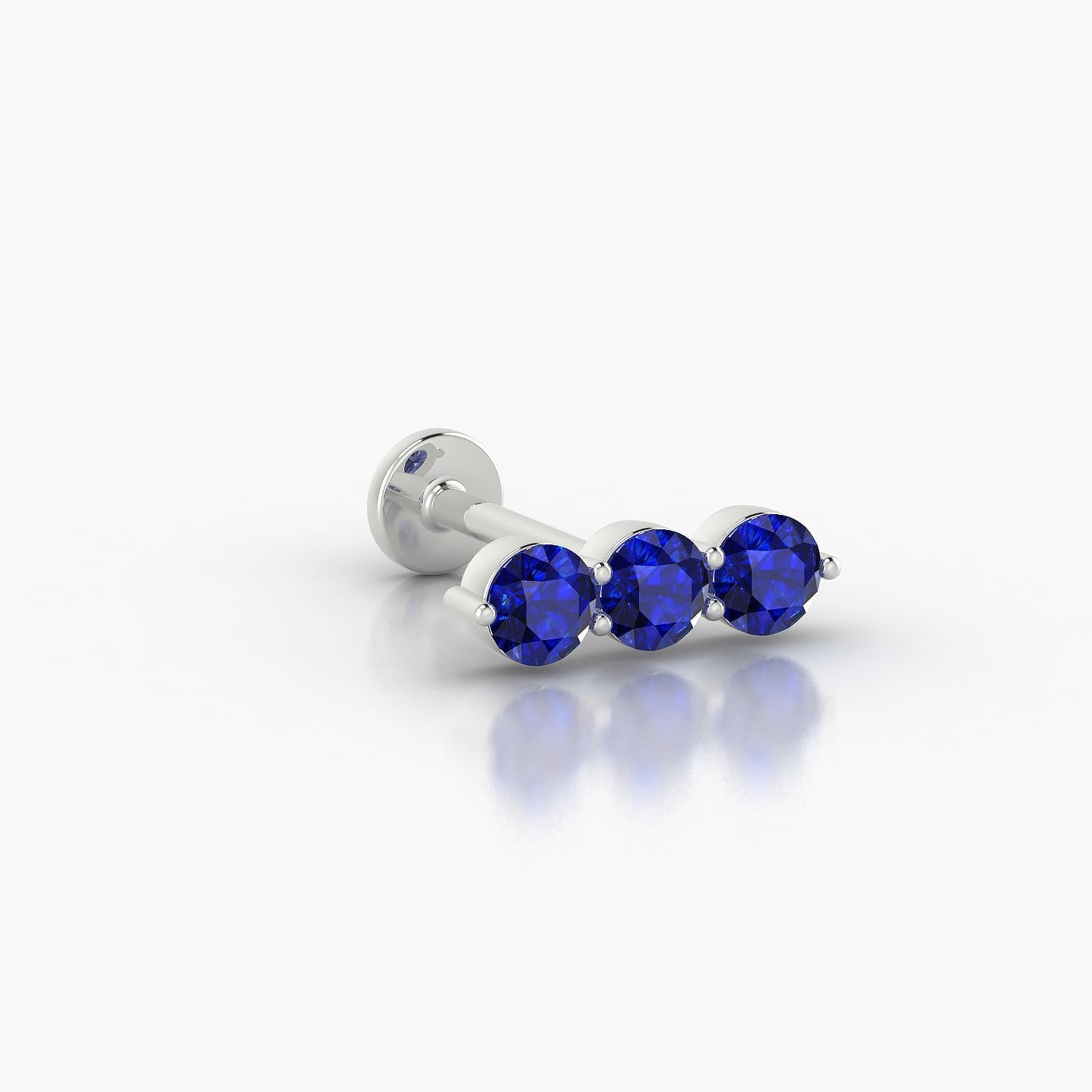 Ma'at | 18k White Gold 8 mm 10 mm Trilogy Sapphire Piercing