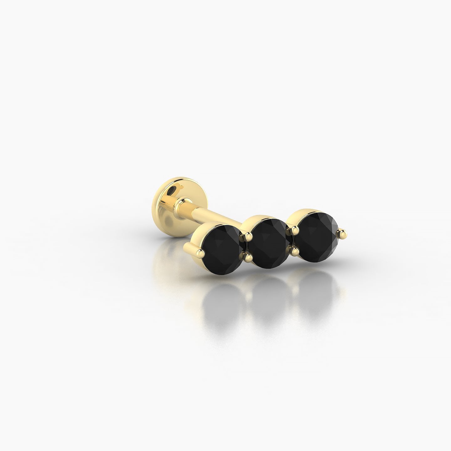 Ma'at | 18k Yellow Gold 8 mm 10 mm Trilogy Black Diamond Piercing