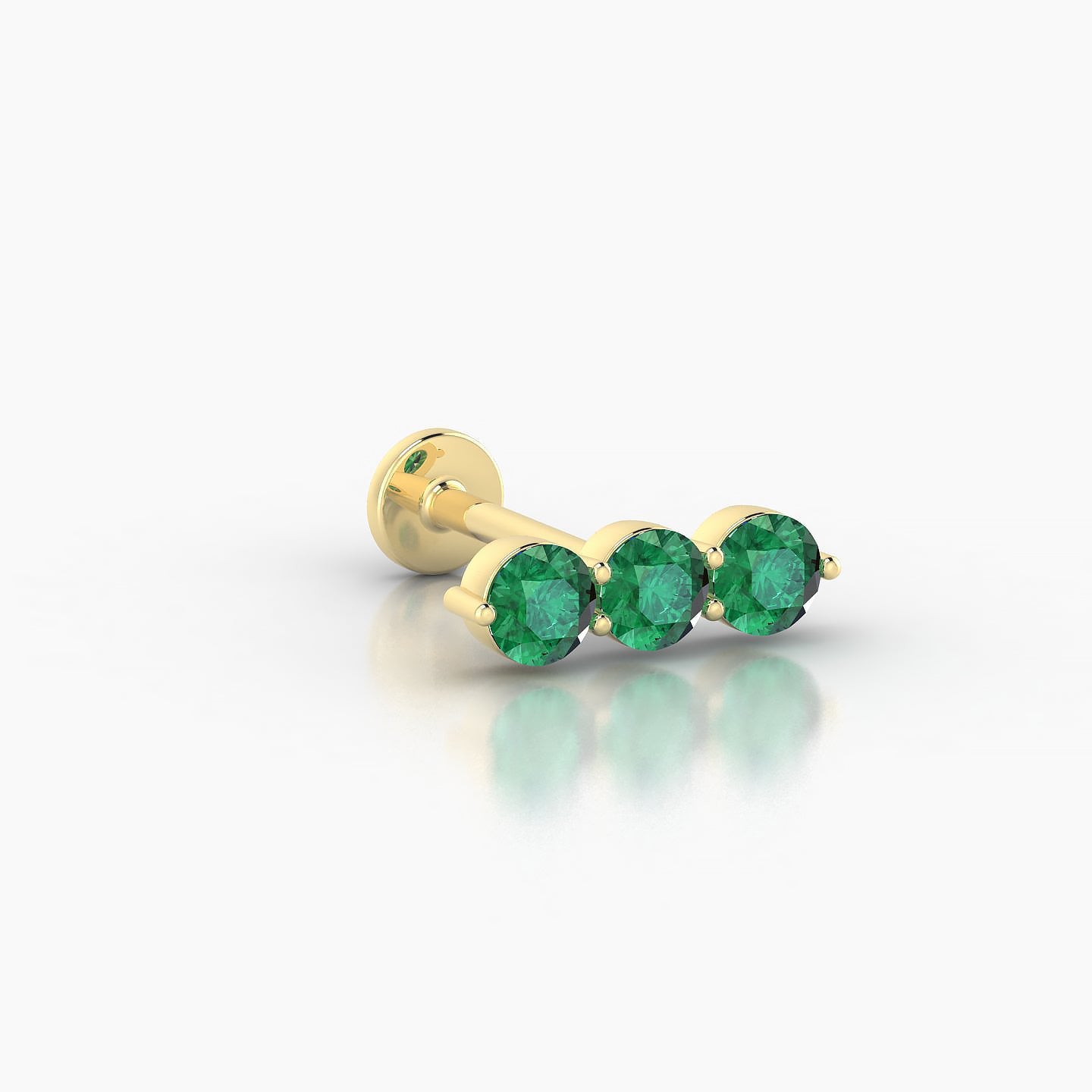 Ma'at | 18k Yellow Gold 8 mm 10 mm Trilogy Emerald Piercing