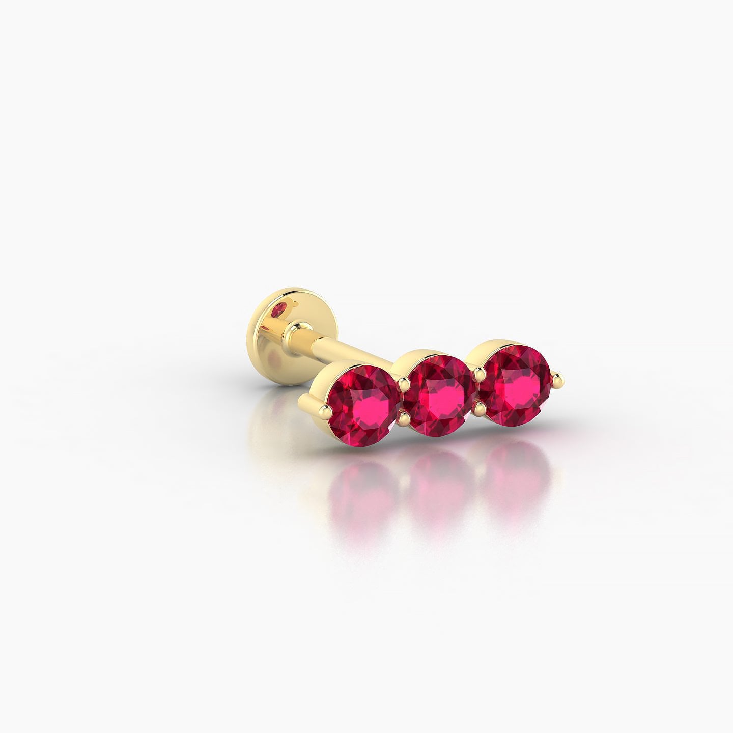 Ma'at | 18k Yellow Gold 8 mm 10 mm Trilogy Ruby Piercing