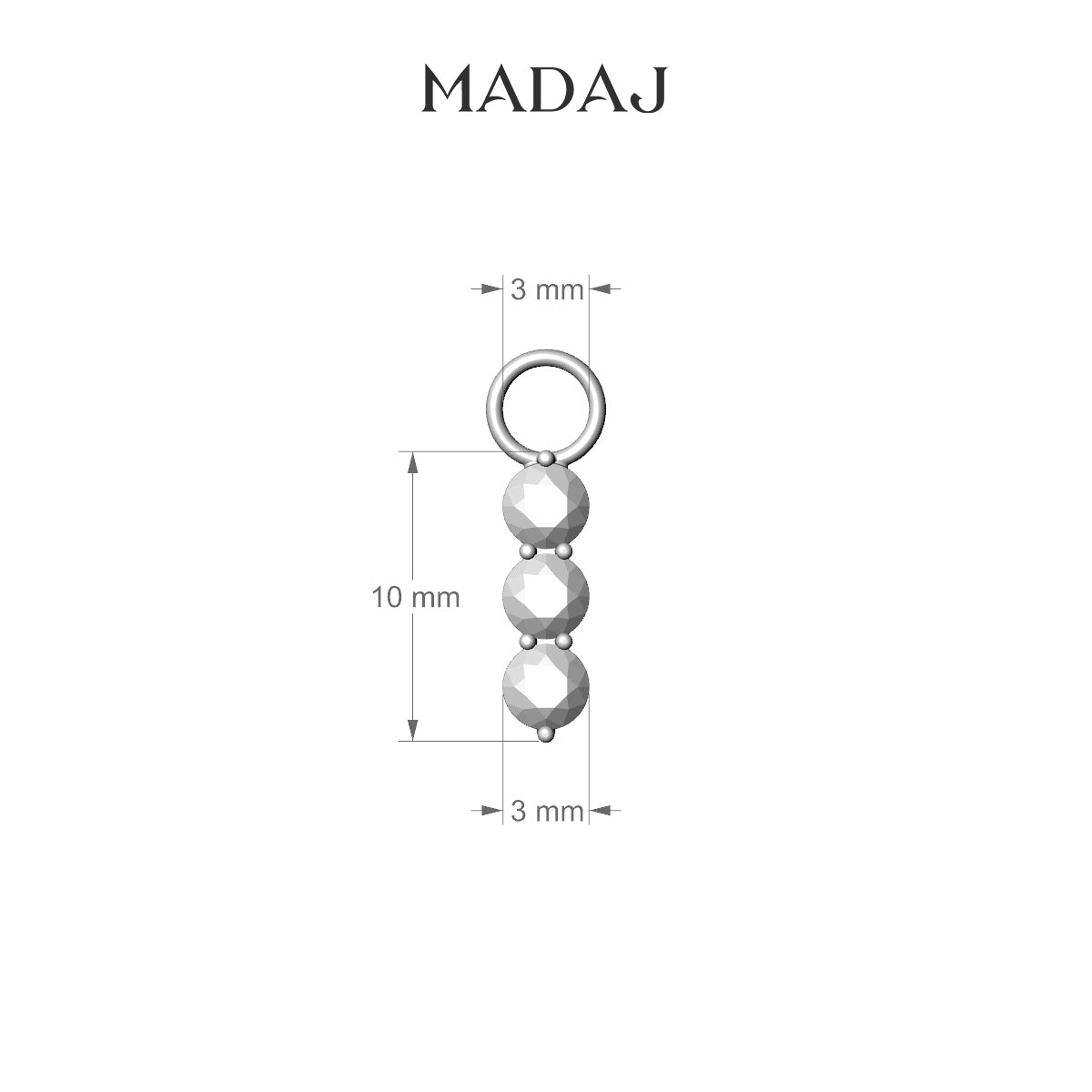 Ma'at | 18k Yellow Gold 10 mm Trilogy Diamond Charm