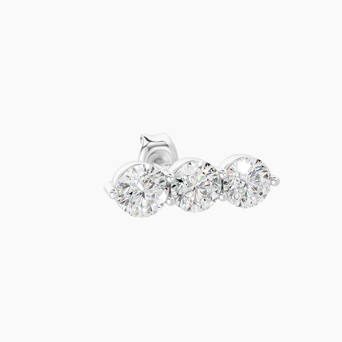Ma'at | 18k White Gold 10 mm Trilogy Diamond Earring