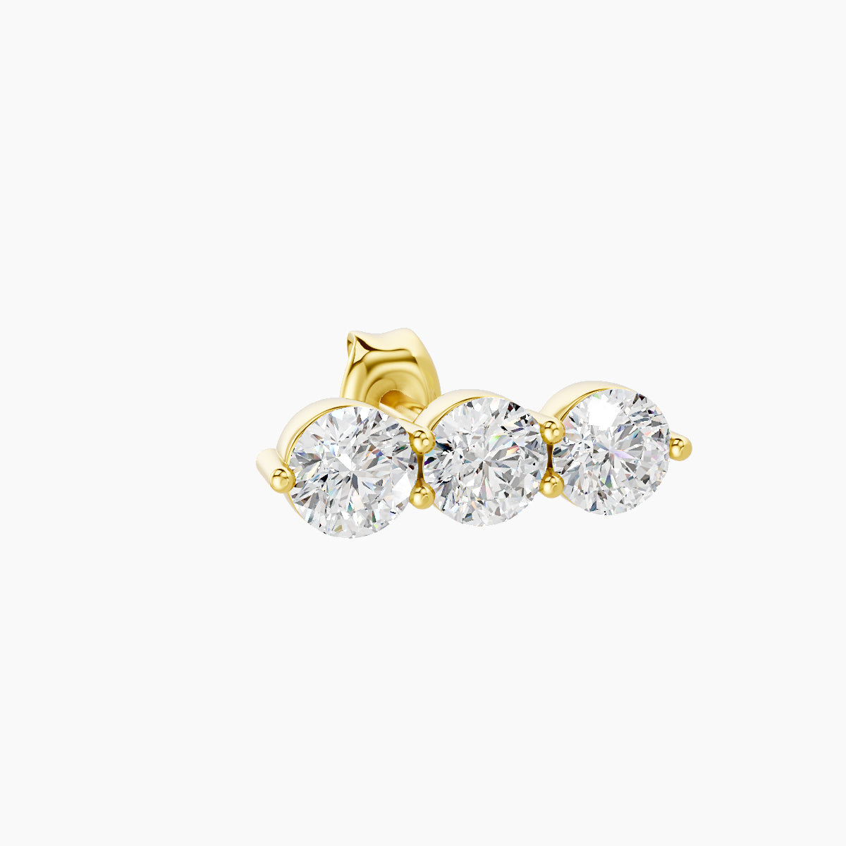 Ma'at | 18k Yellow Gold 10 mm Trilogy Diamond Earring