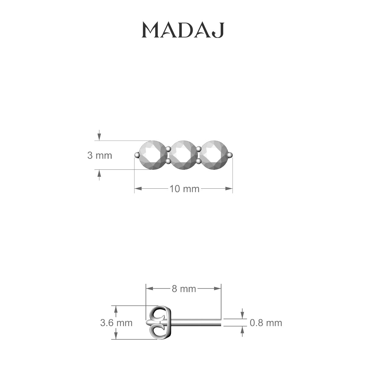 Ma'at | 18k Yellow Gold 10 mm Trilogy Diamond Earring