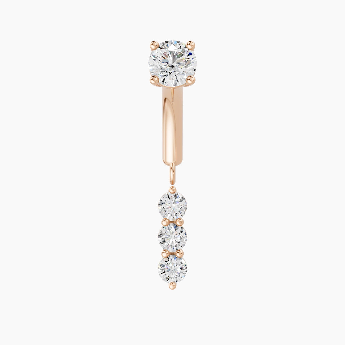 Ma'at | 18k Rose Gold 6 mm Trilogy Diamond Rook Piercing
