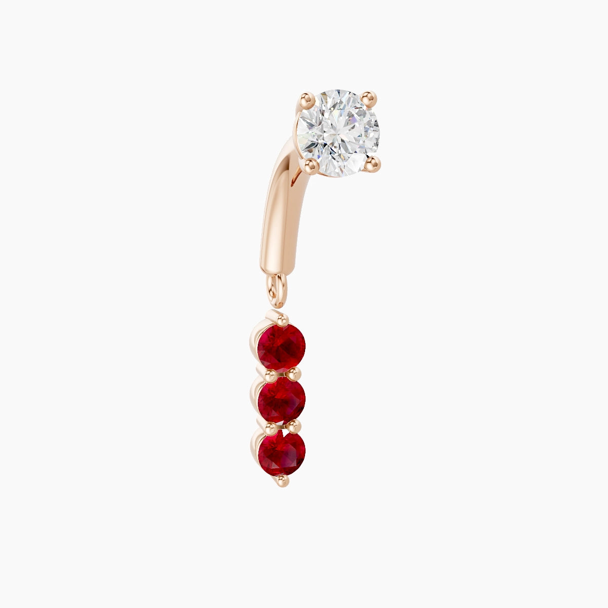 Ma'at | 18k Rose Gold 6 mm Trilogy Ruby & Diamond Rook Piercing