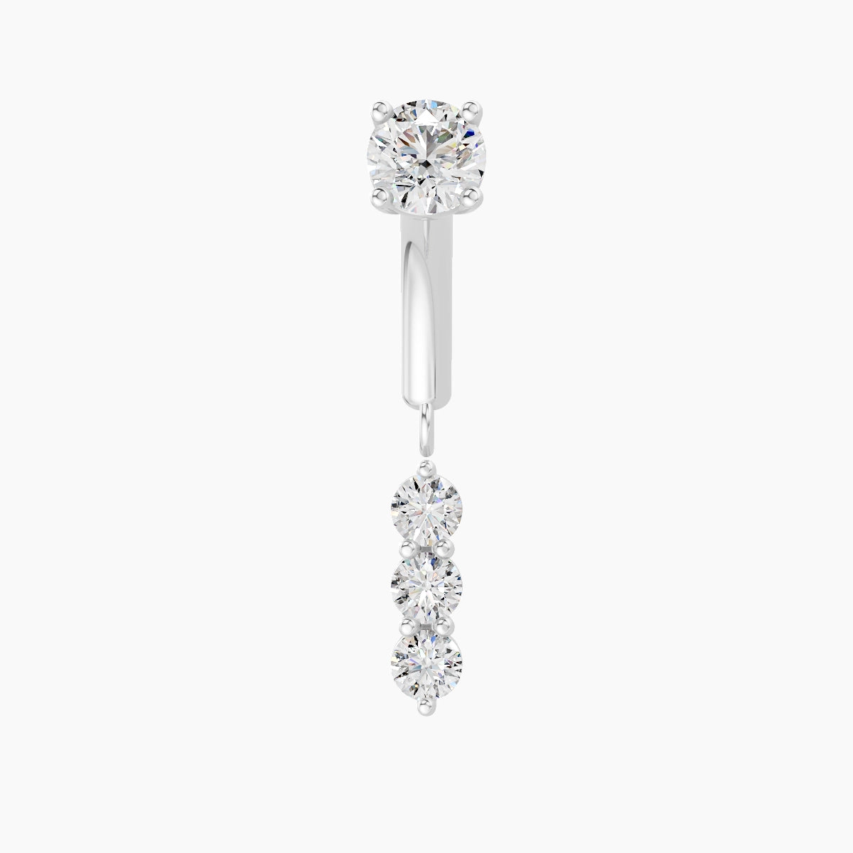 Ma'at | 18k White Gold 6 mm Trilogy Diamond Rook Piercing