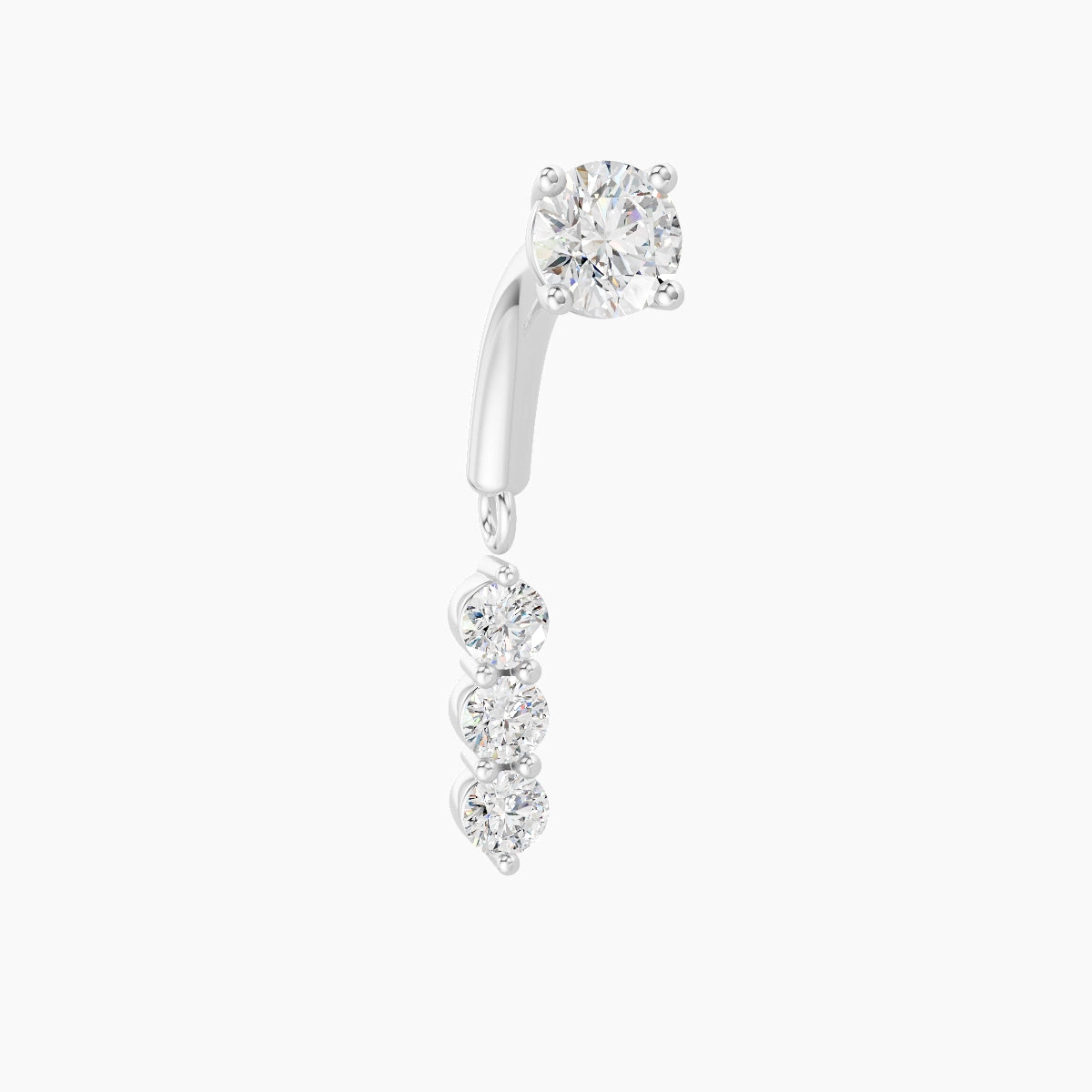 Ma'at | 18k White Gold 6 mm Trilogy Diamond Rook Piercing