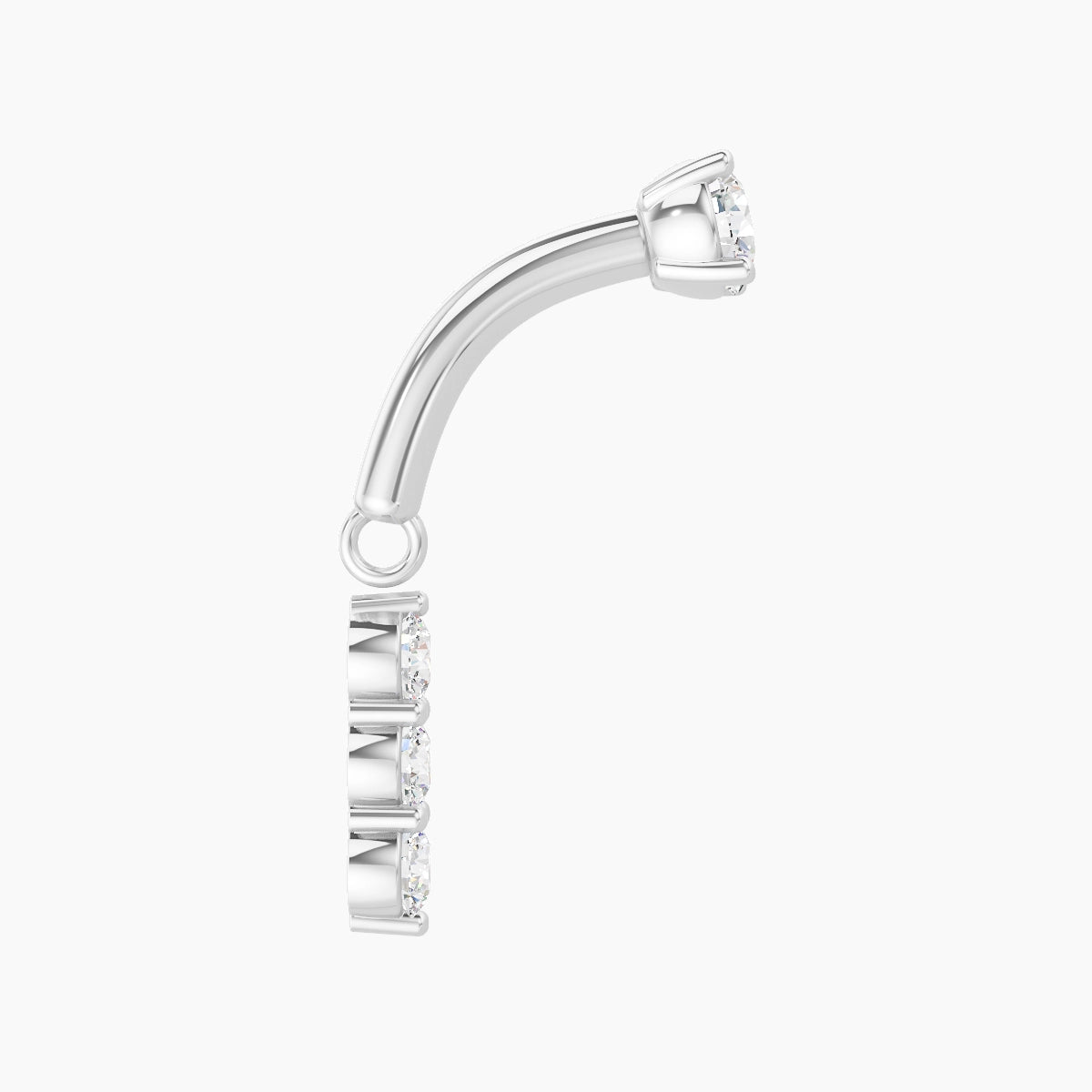 Ma'at | 18k White Gold 6 mm Trilogy Diamond Rook Piercing