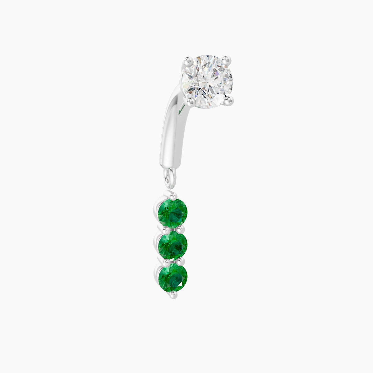 Ma'at | 18k White Gold 6 mm Trilogy Emerald & Diamond Rook Piercing