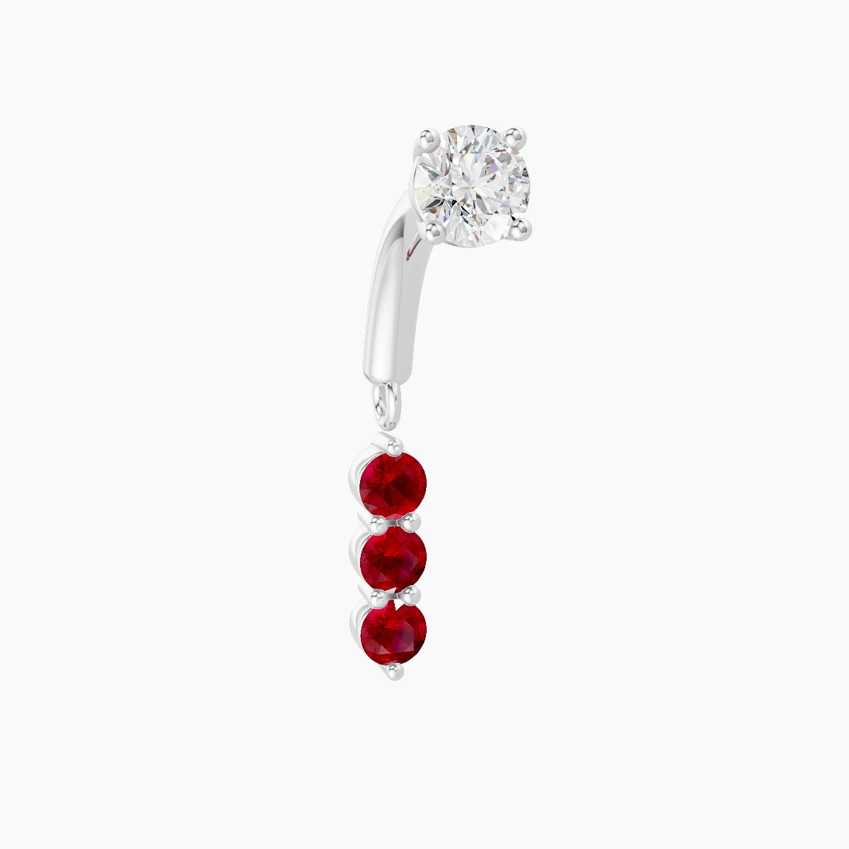 Ma'at | 18k White Gold 6 mm Trilogy Ruby & Diamond Rook Piercing