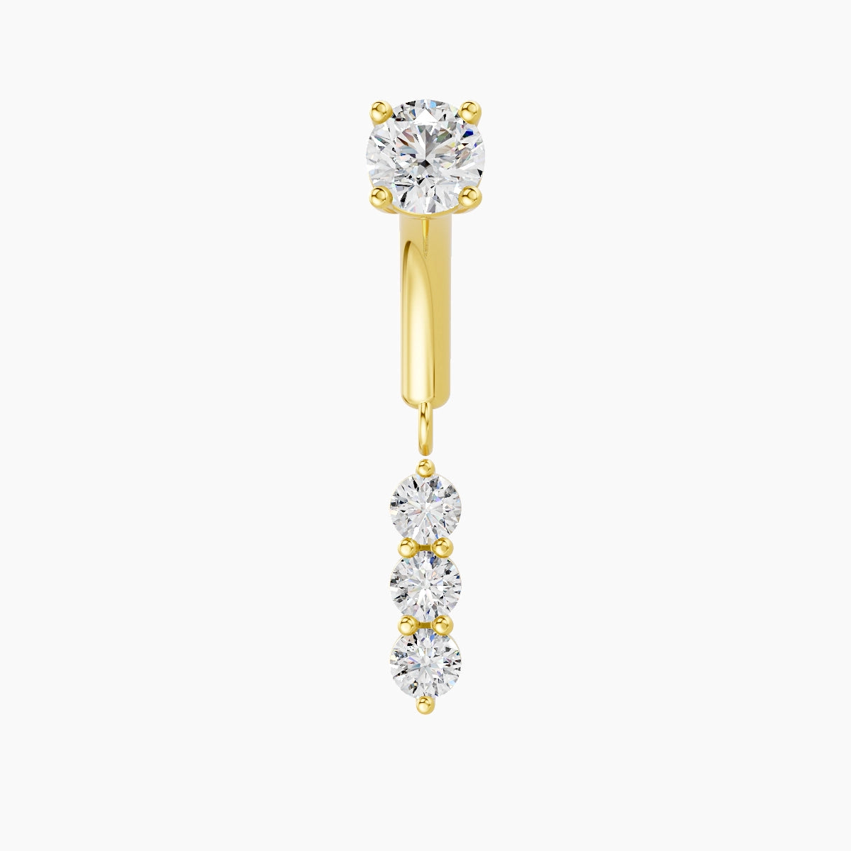 Ma'at | 18k Yellow Gold 6 mm Trilogy Diamond Rook Piercing
