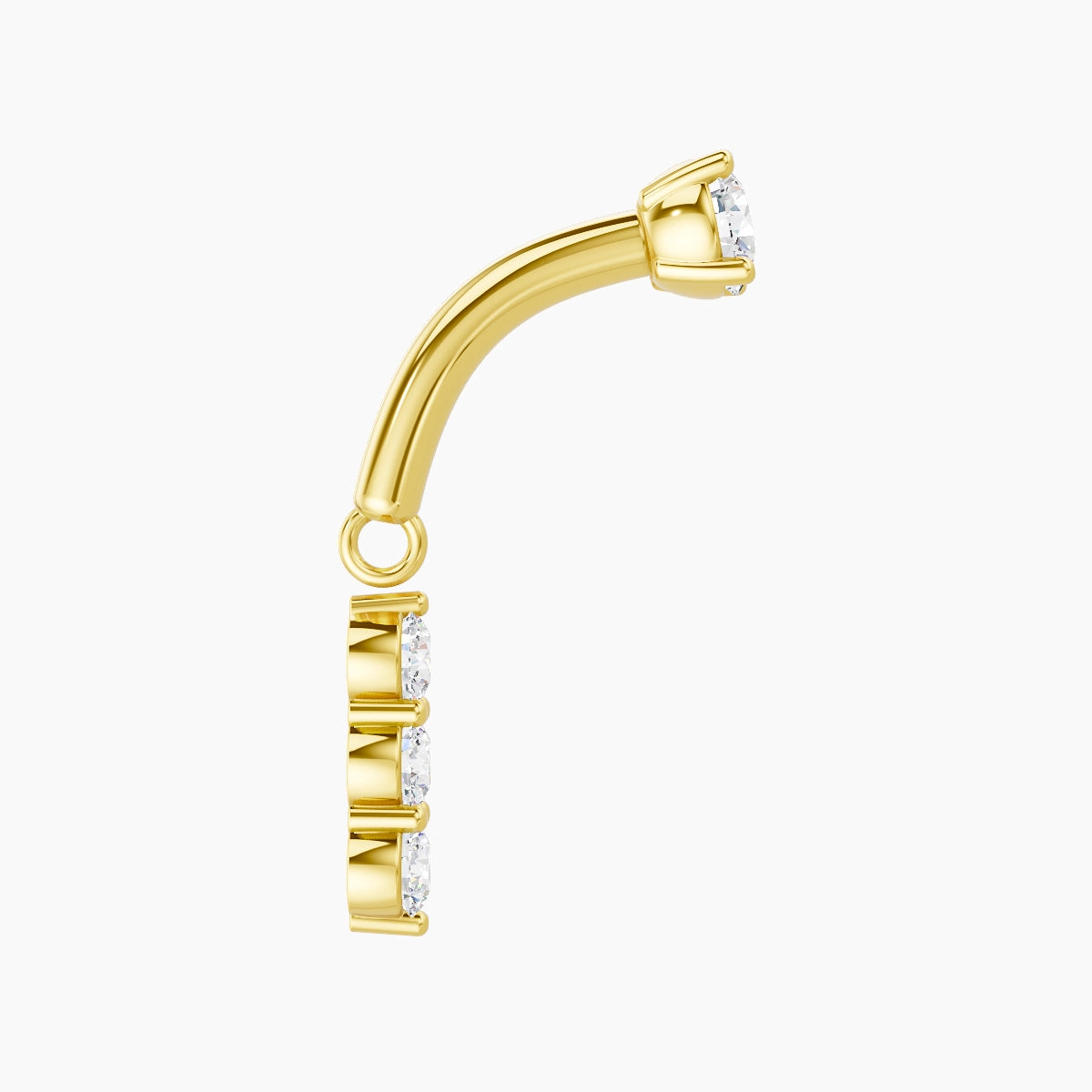 Ma'at | 18k Yellow Gold 6 mm Trilogy Diamond Rook Piercing