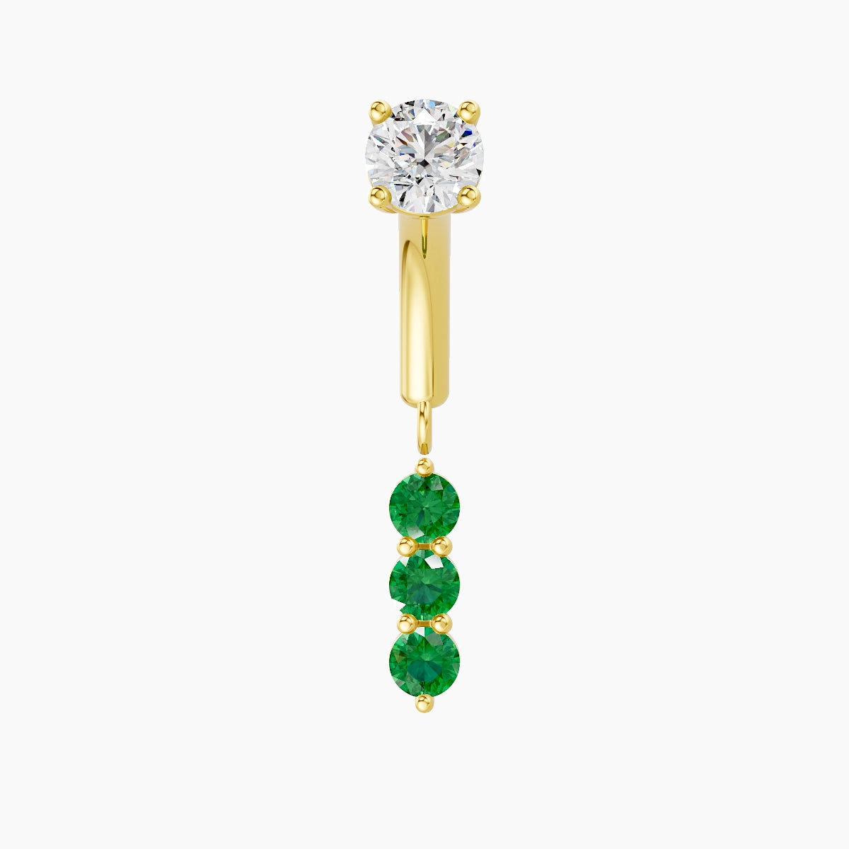 Ma'at | 18k Yellow Gold 6 mm Trilogy Emerald & Diamond Rook Piercing