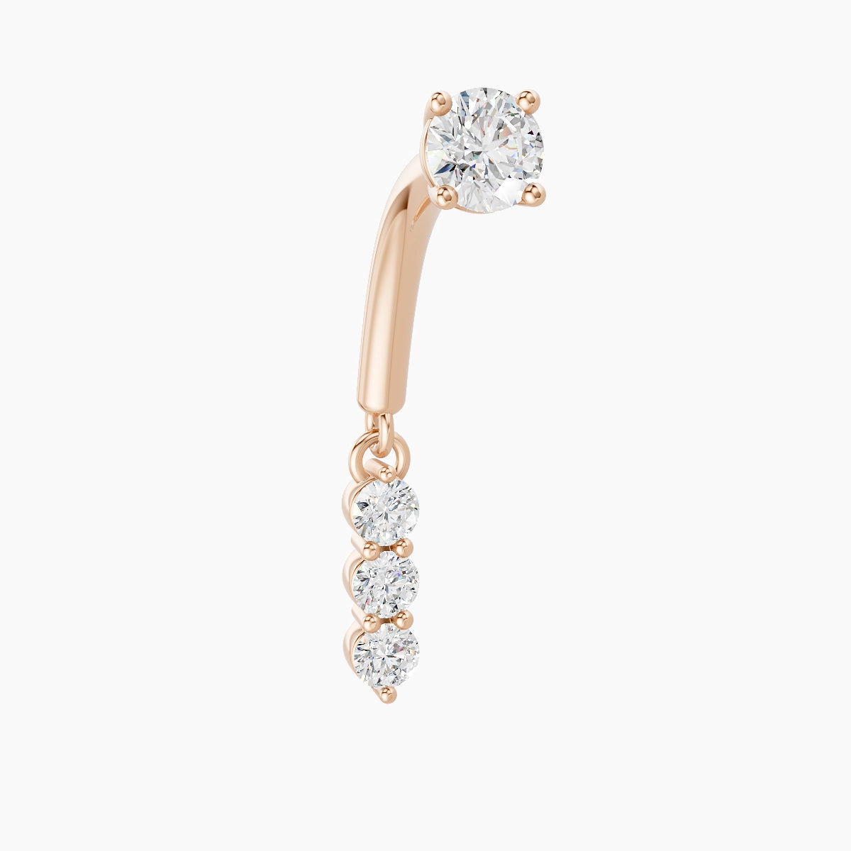 Ma'at | 18k Rose Gold 8 mm Trilogy Diamond Rook Piercing