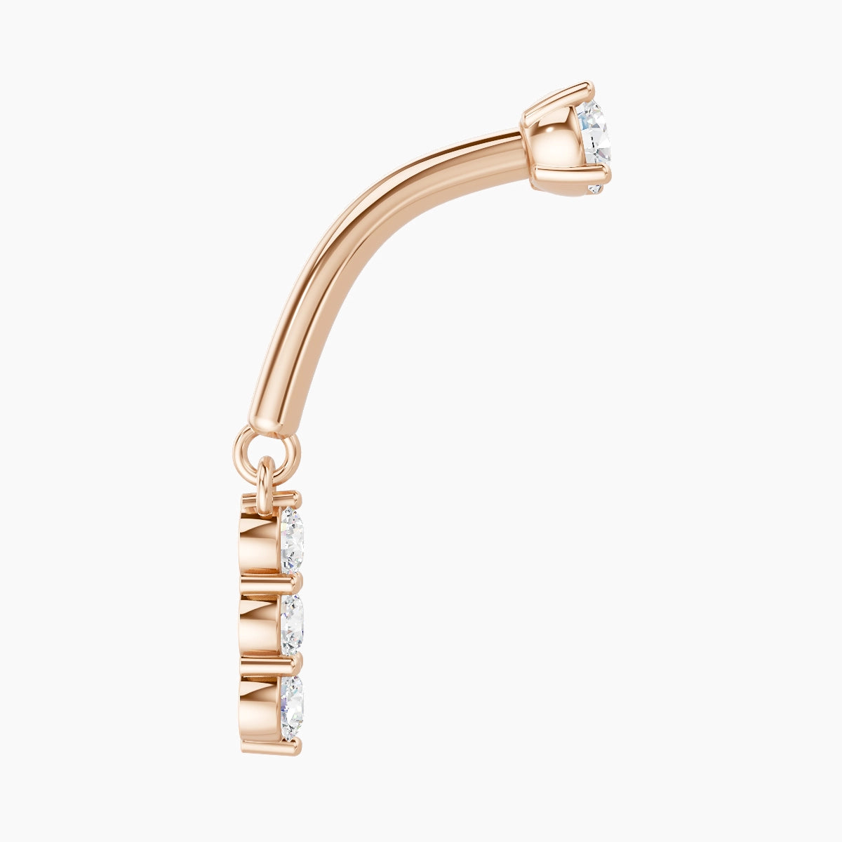 Ma'at | 18k Rose Gold 8 mm Trilogy Diamond Rook Piercing