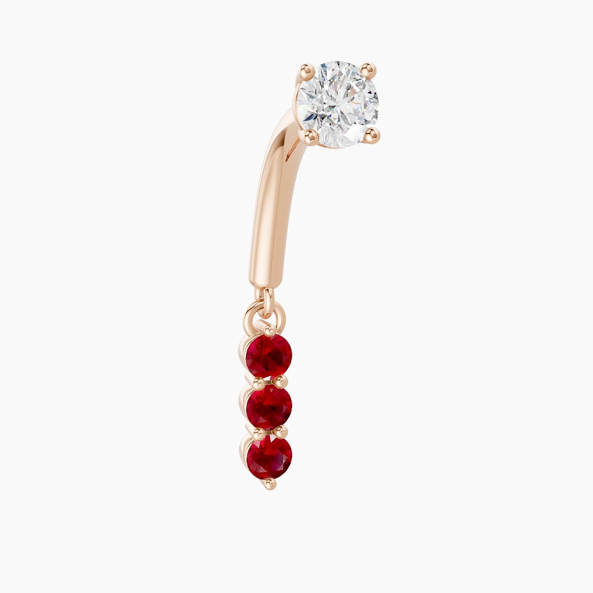 Ma'at | 18k Rose Gold 8 mm Trilogy Ruby & Diamond Rook Piercing