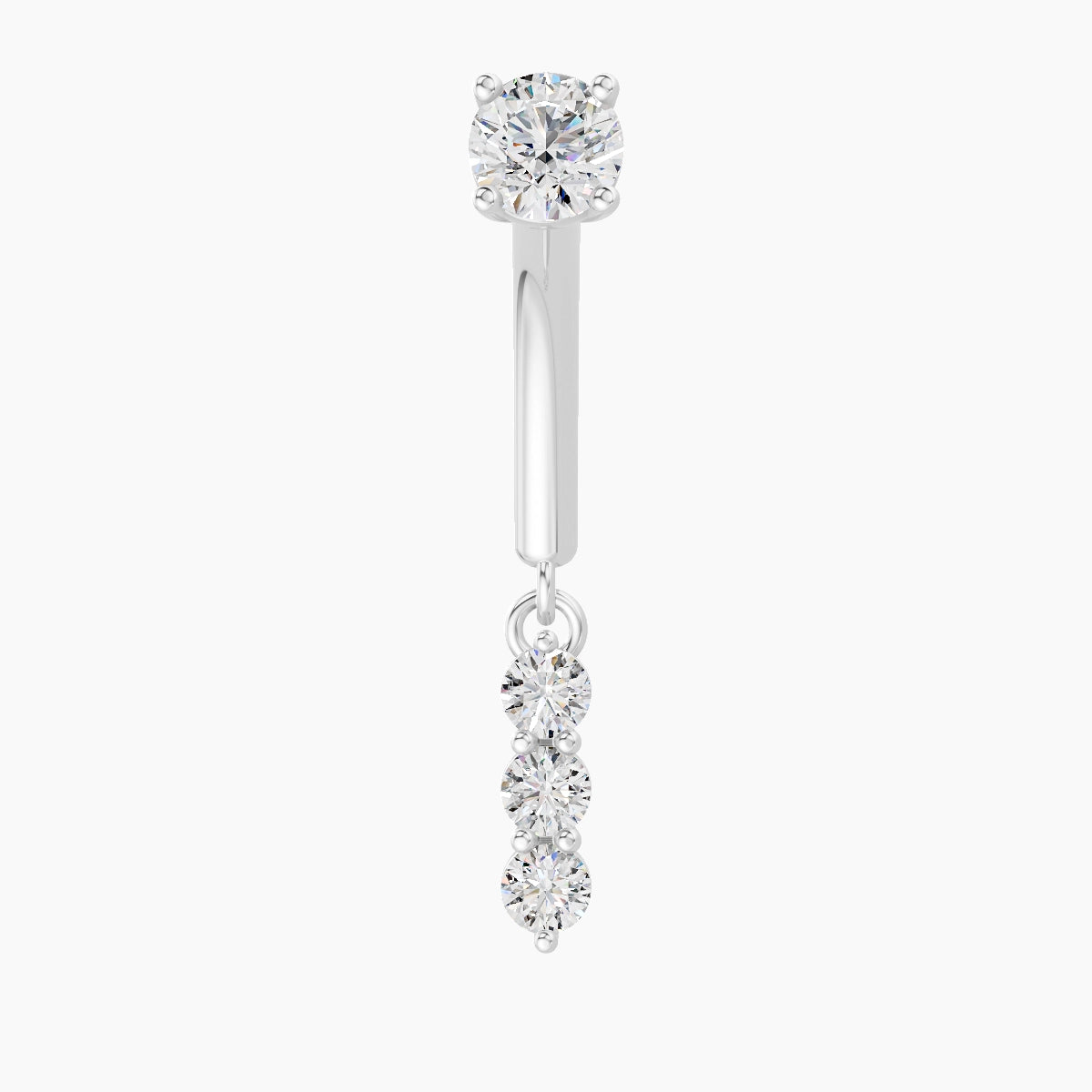 Ma'at | 18k White Gold 8 mm Trilogy Diamond Rook Piercing