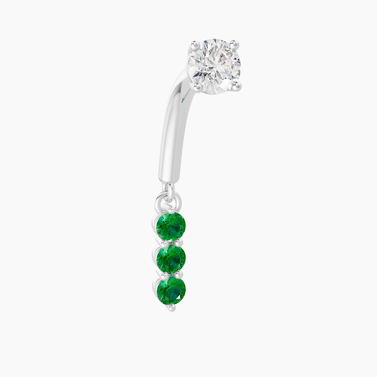 Ma'at | 18k White Gold 8 mm Trilogy Emerald & Diamond Rook Piercing