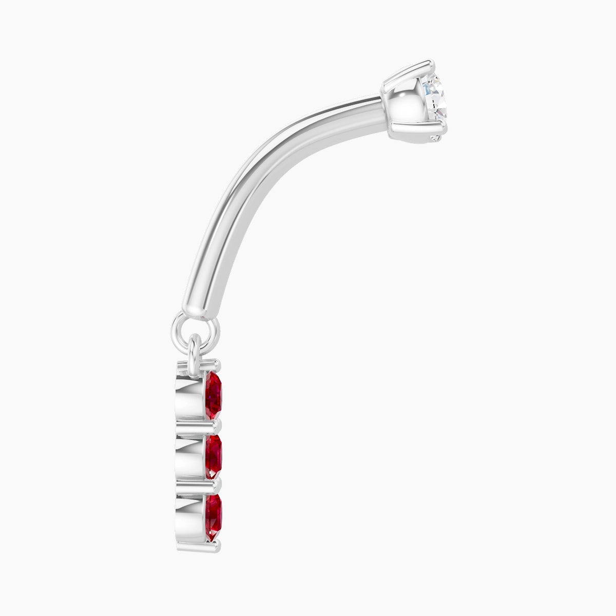 Ma'at | 18k White Gold 8 mm Trilogy Ruby & Diamond Rook Piercing