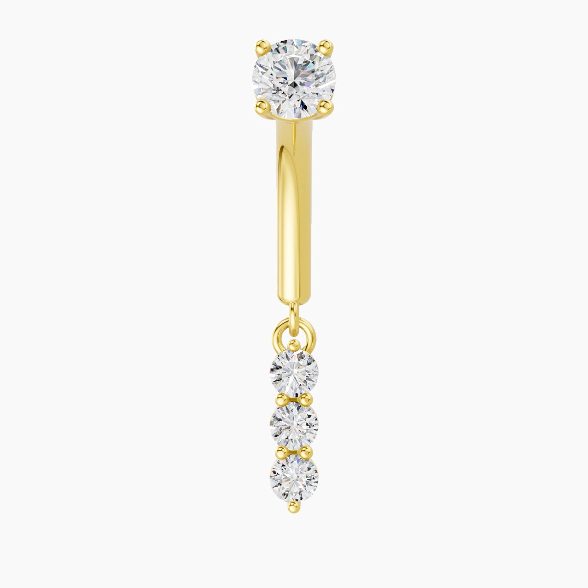 Ma'at | 18k Yellow Gold 8 mm Trilogy Diamond Rook Piercing