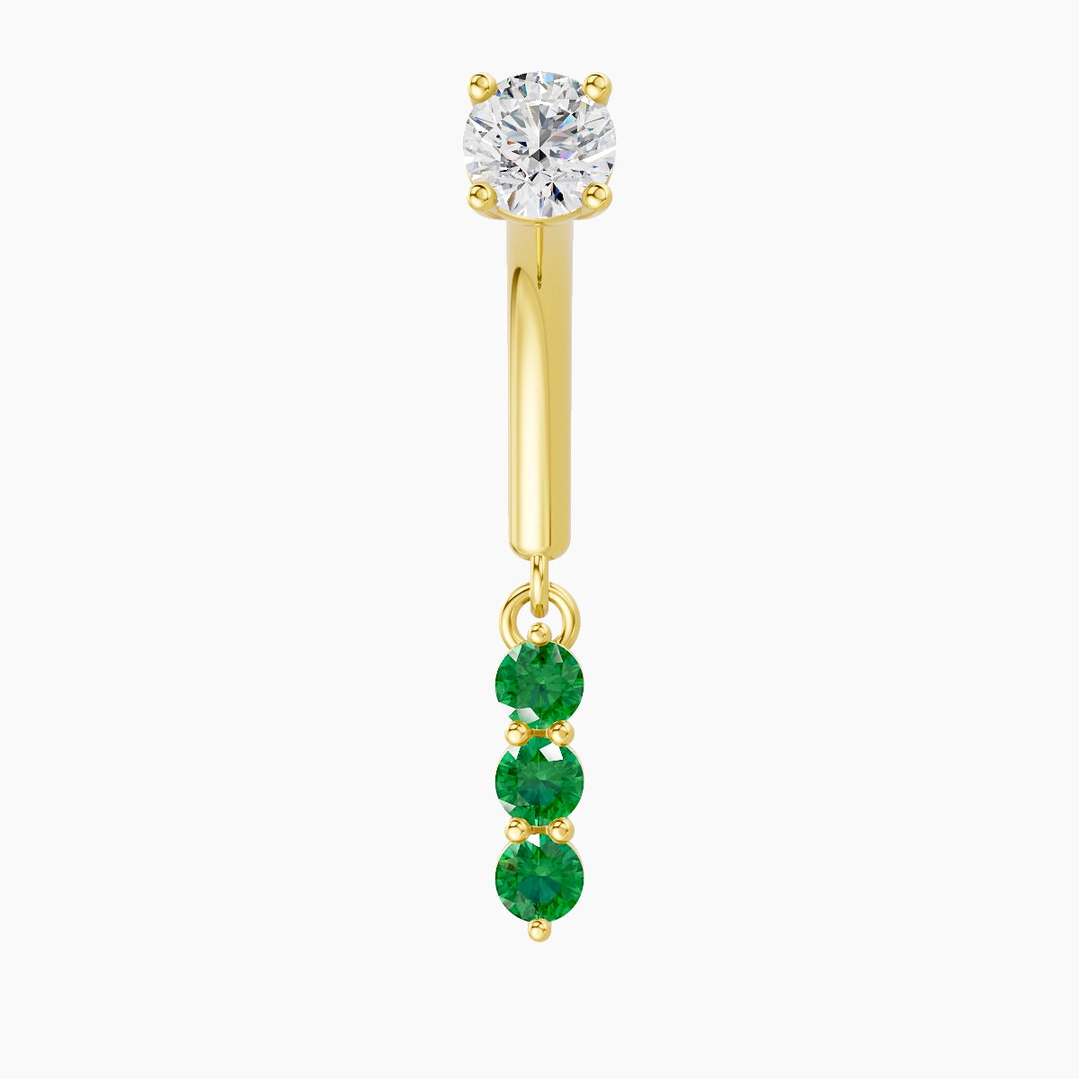 Ma'at | 18k Yellow Gold 8 mm Trilogy Emerald & Diamond Rook Piercing