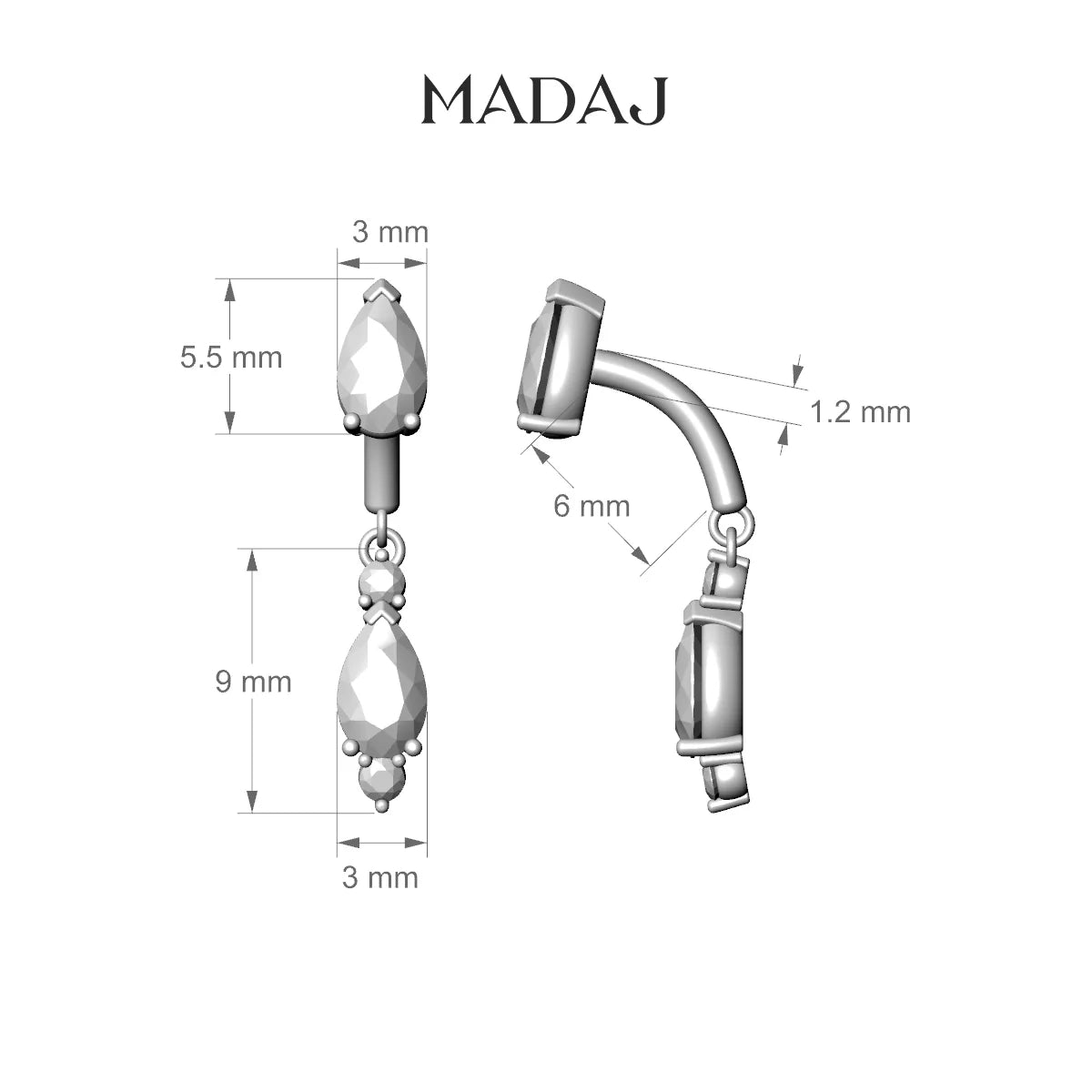 Maena | 18k White Gold 6 mm Diamond Rook Piercing