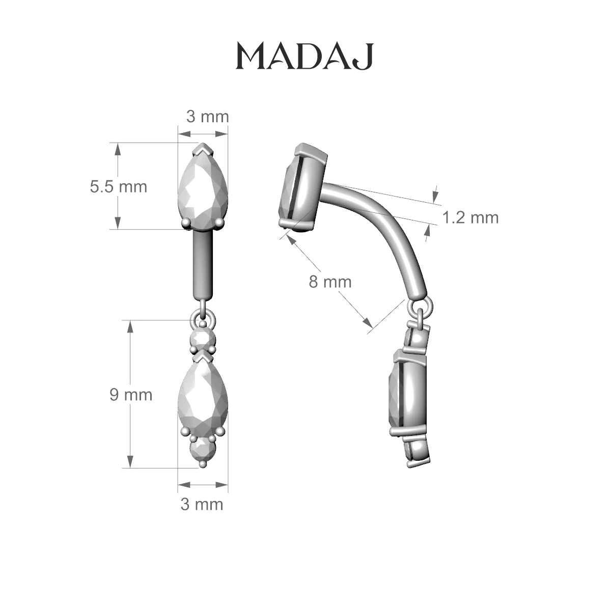 Maena | 18k Rose Gold 8 mm Diamond Rook Piercing