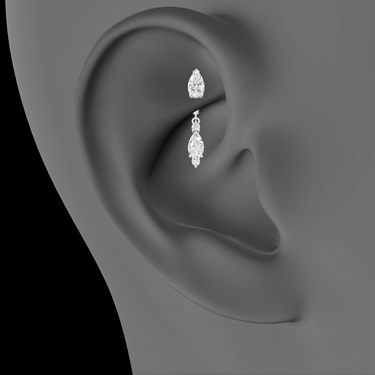 Maena | 18k White Gold 6 mm Diamond Rook Piercing