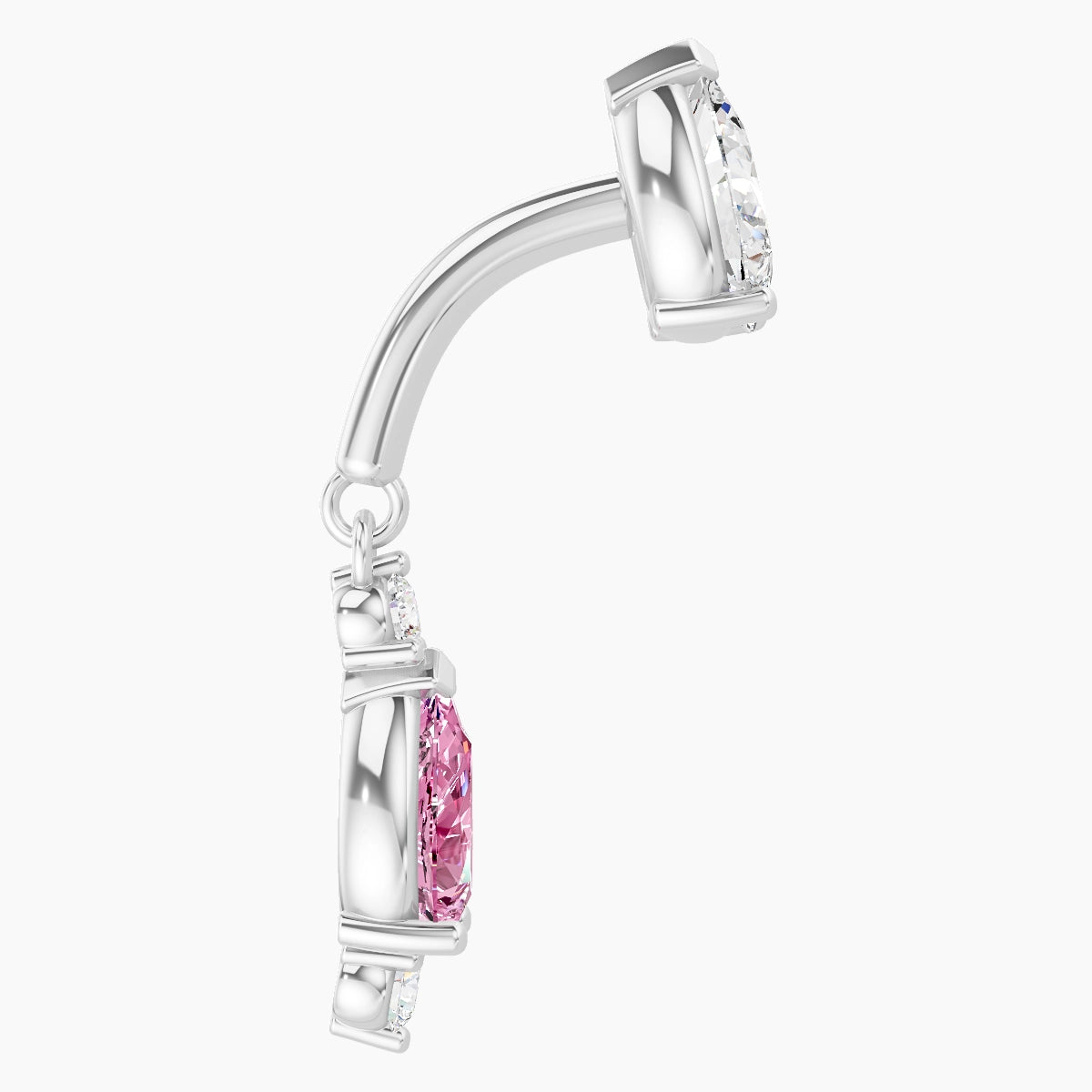 Maena | 18k White Gold 6 mm Pink Sapphire & Diamond Rook Piercing