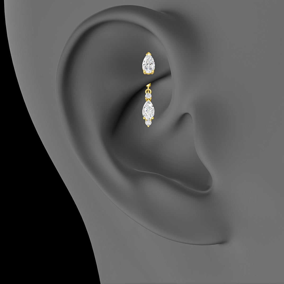 Maena | 18k Yellow Gold 6 mm Diamond Rook Piercing