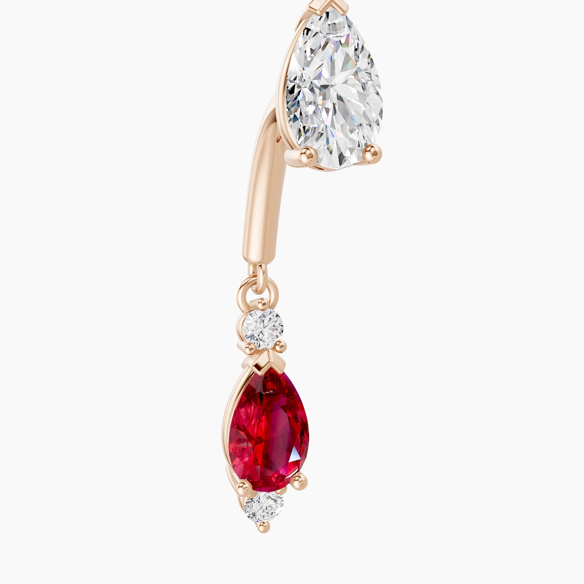 Maena | 18k Rose Gold 8 mm Ruby & Diamond Rook Piercing