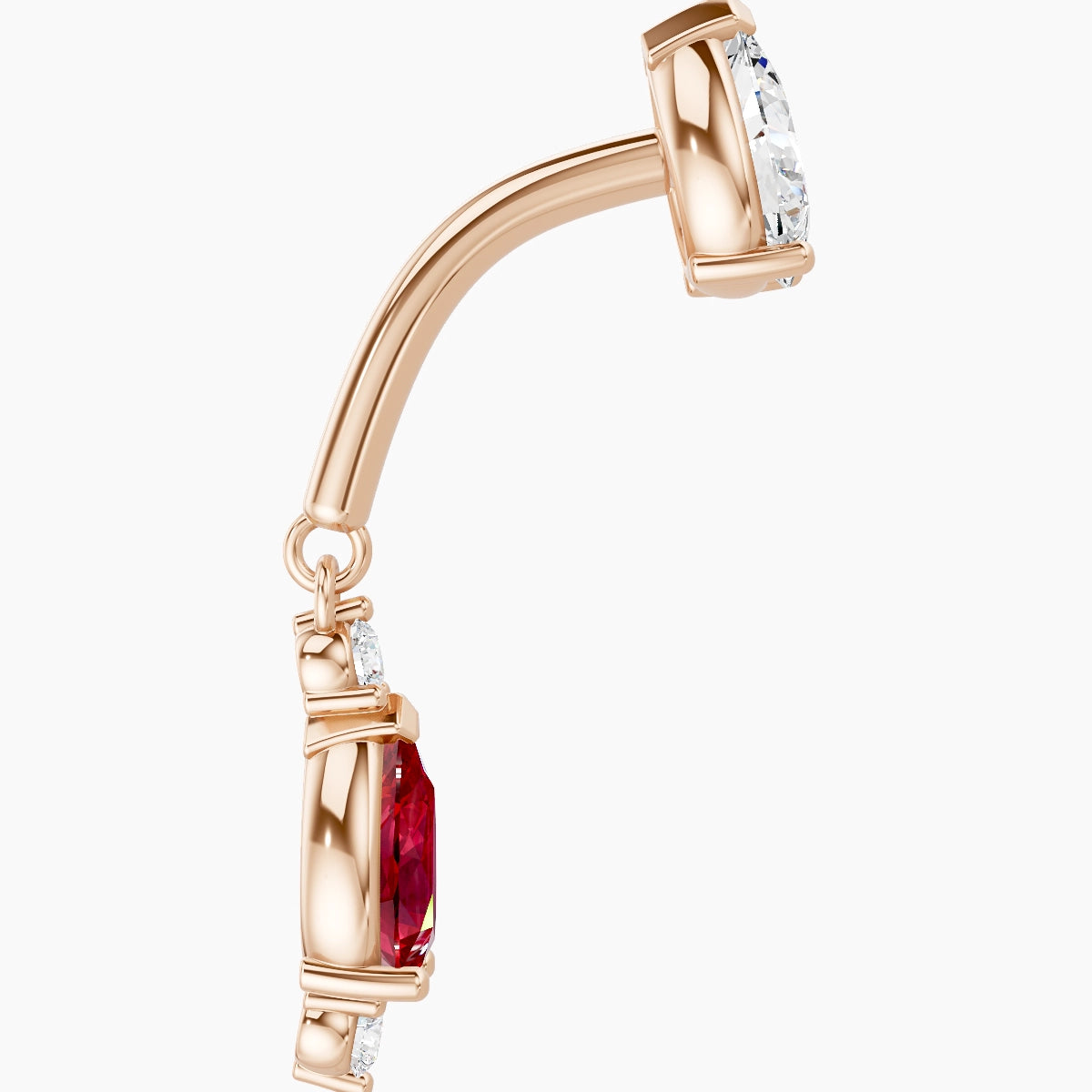Maena | 18k Rose Gold 8 mm Ruby & Diamond Rook Piercing