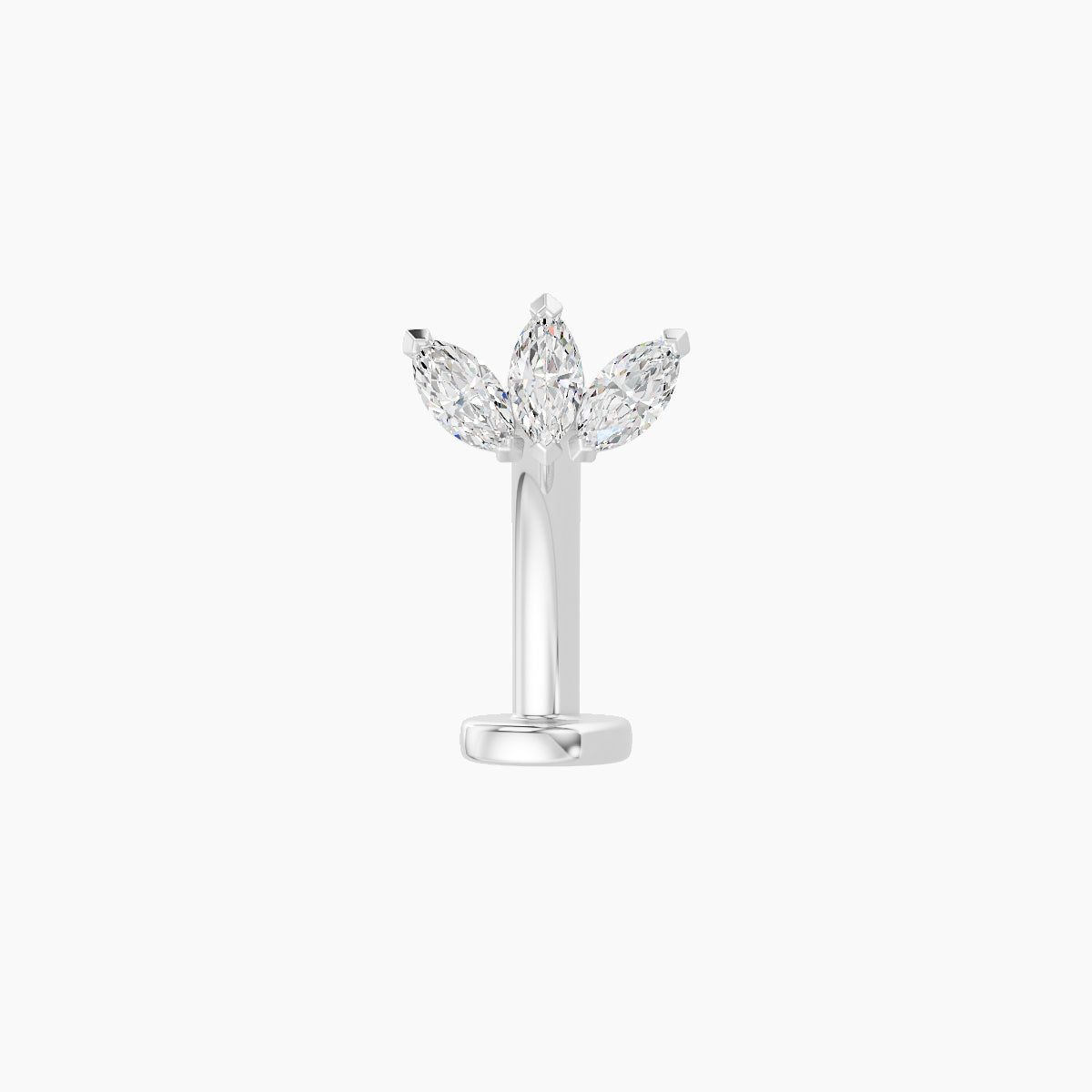 Maia | 18k White Gold 6 mm 10 mm Lotus Diamond Floating Navel Piercing