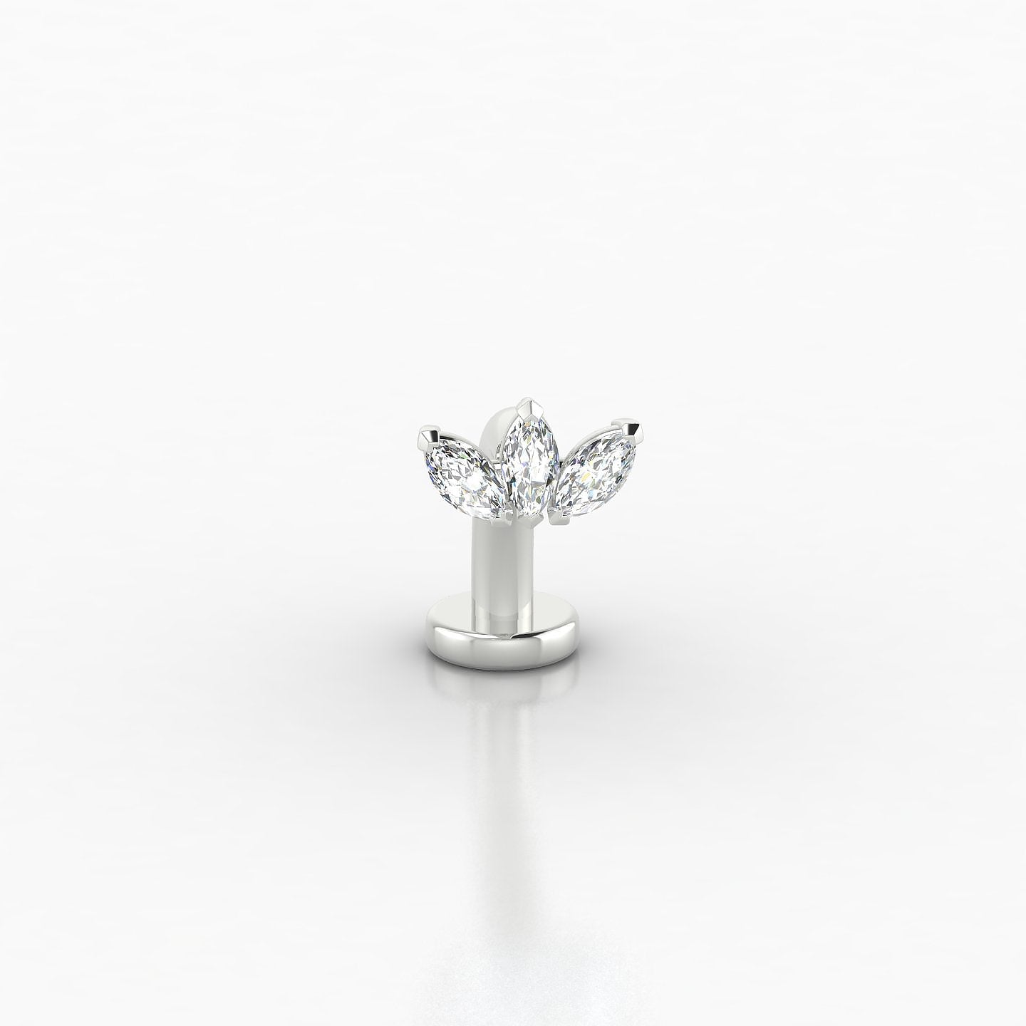 Maia | 18k White Gold 10 mm 6 mm Lotus Diamond Floating Navel Piercing