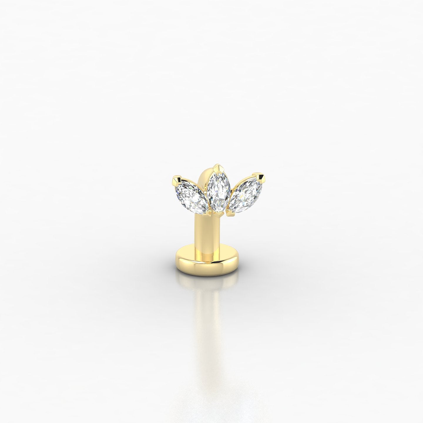 Maia | 18k Yellow Gold 10 mm 6 mm Lotus Diamond Floating Navel Piercing