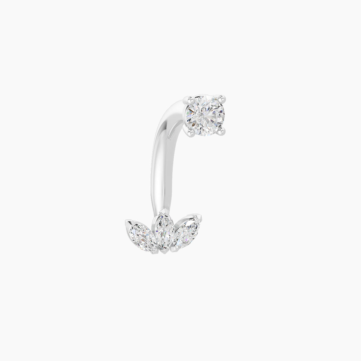 Maia | 18k White Gold 6 mm 10 mm Lotus Diamond Navel Piercing