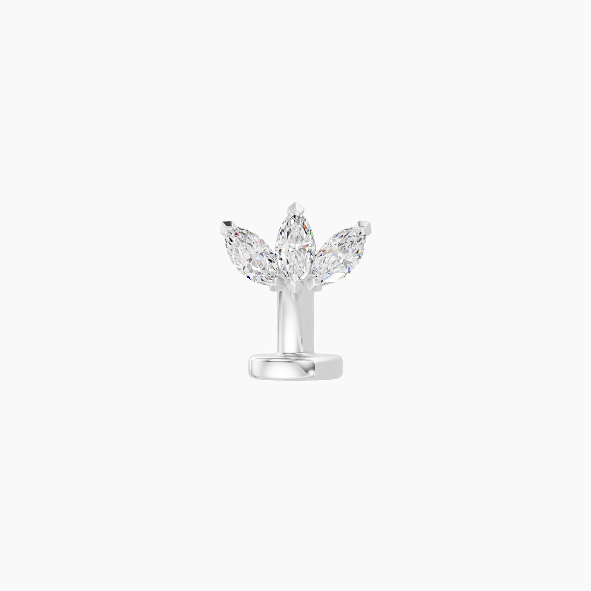 Maia | 18k White Gold 6 mm 6 mm Lotus Diamond Floating Navel Piercing