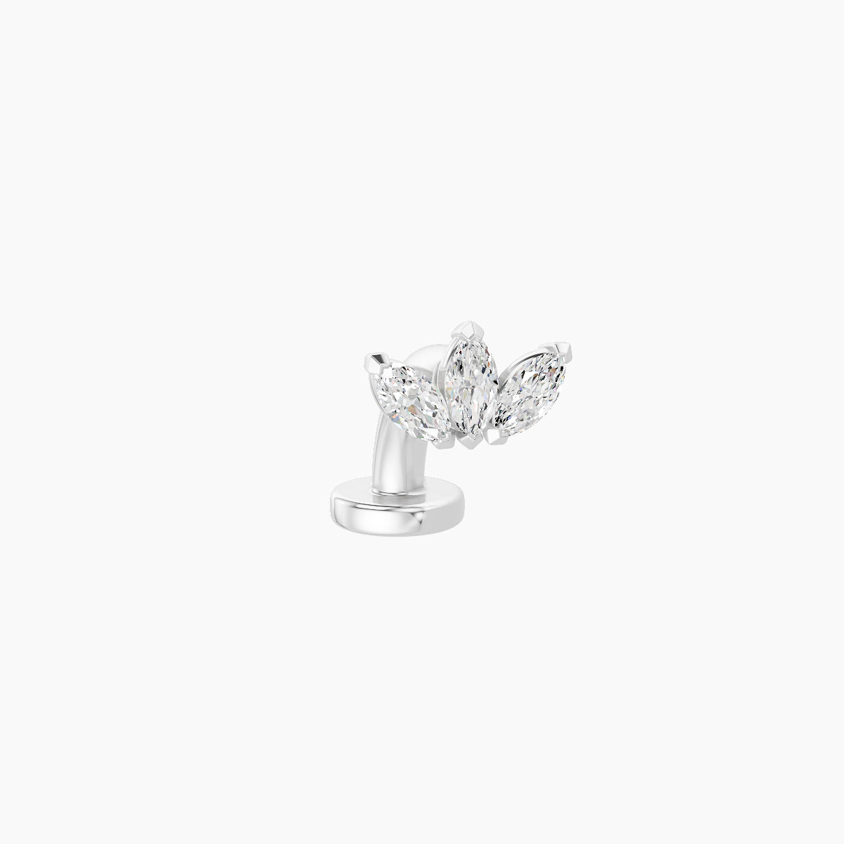 Maia | 18k White Gold 6 mm 6 mm Lotus Diamond Floating Navel Piercing