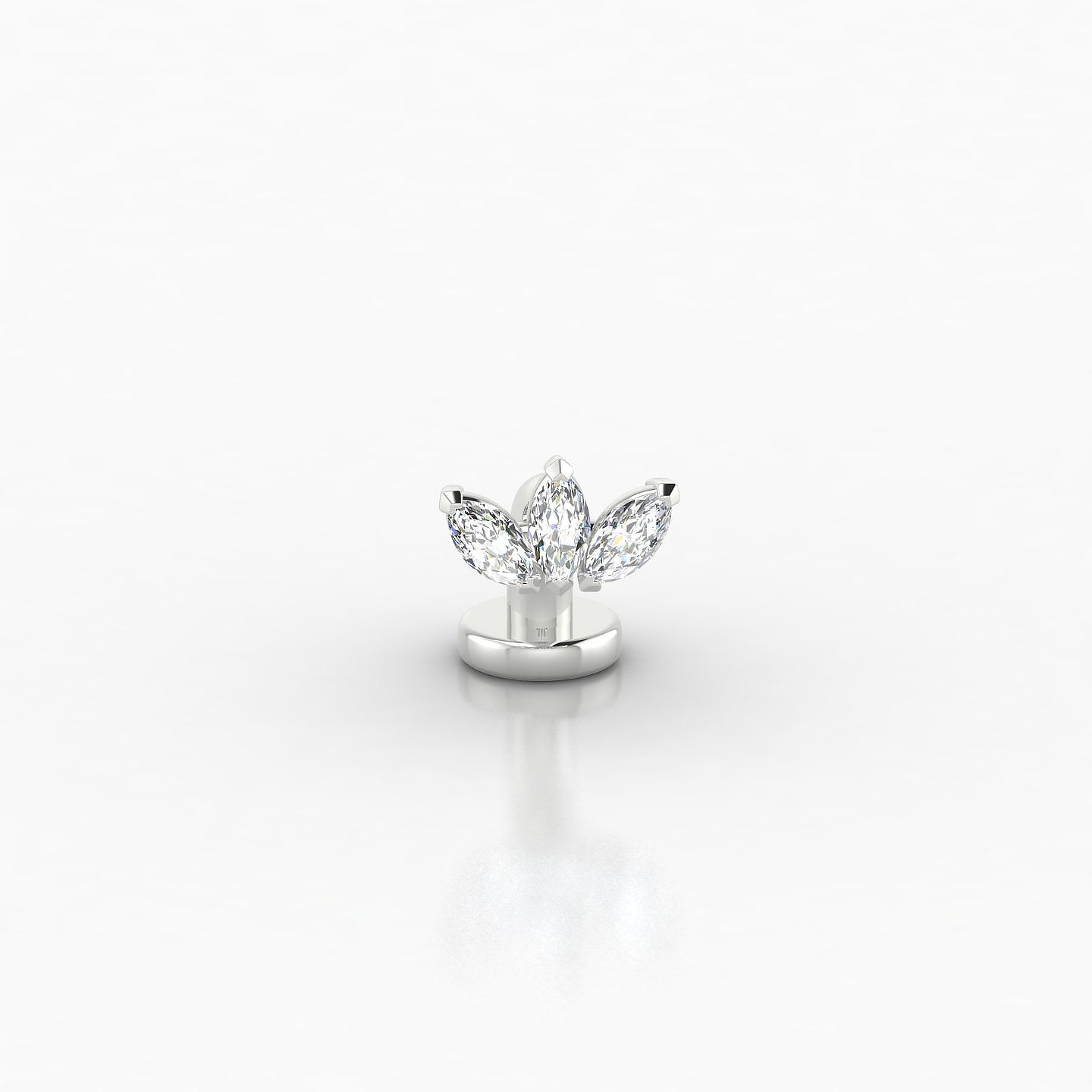 Maia | 18k White Gold 6 mm 6 mm Lotus Diamond Floating Navel Piercing