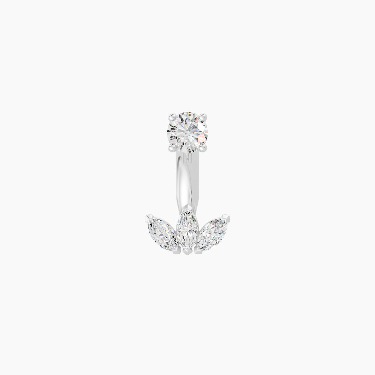 Maia | 18k White Gold 6 mm 6 mm Lotus Diamond Navel Piercing