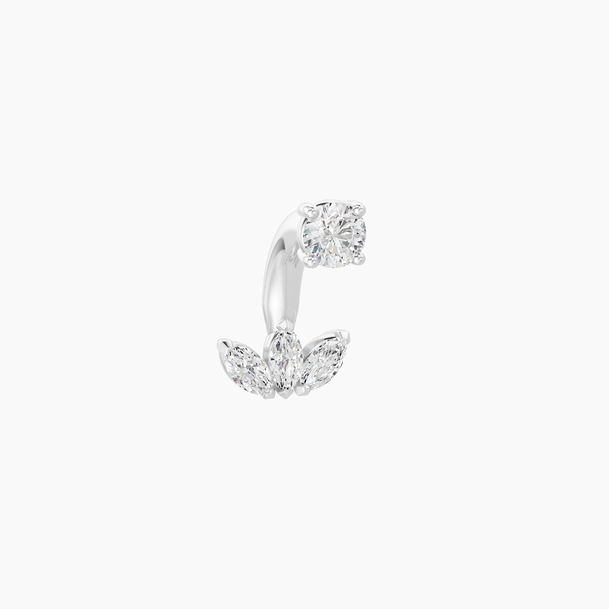 Maia | 18k White Gold 6 mm 6 mm Lotus Diamond Navel Piercing