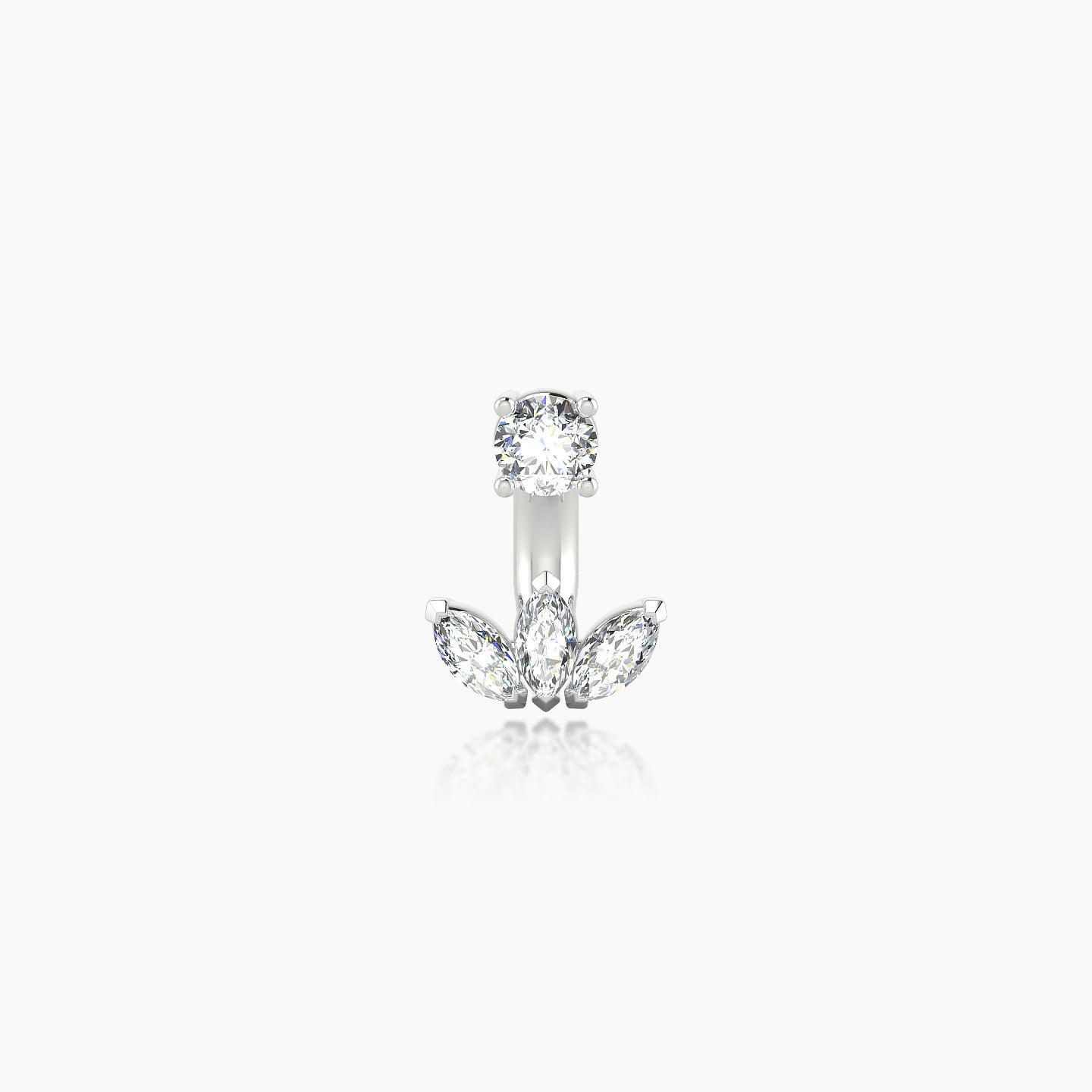 Maia | 18k White Gold 6 mm 6 mm Lotus Diamond Navel Piercing